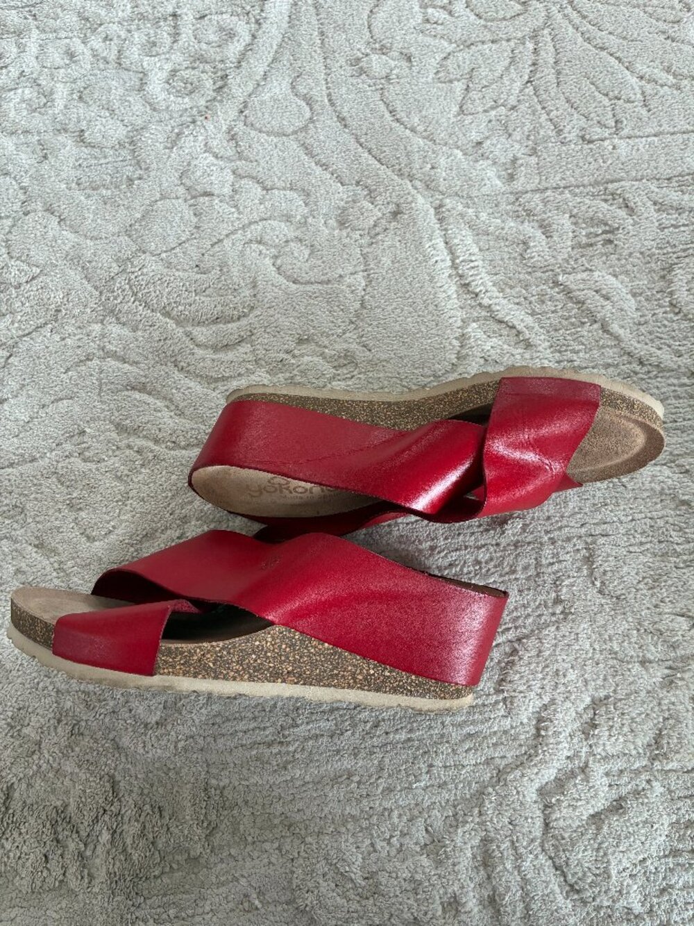 Red Leather Wedge Sandals